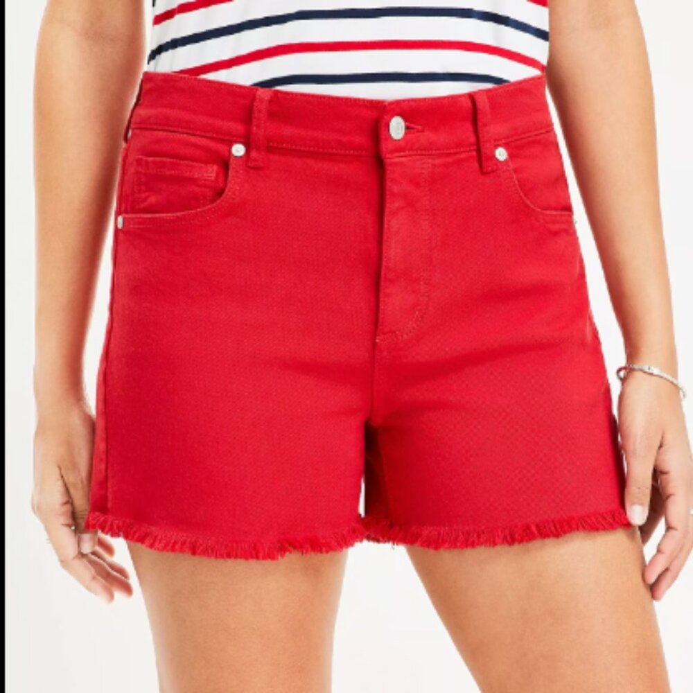 LOFT Frayed Denim Cut Off Shorts | Red Shorts | Size 8 (29) | NWOT